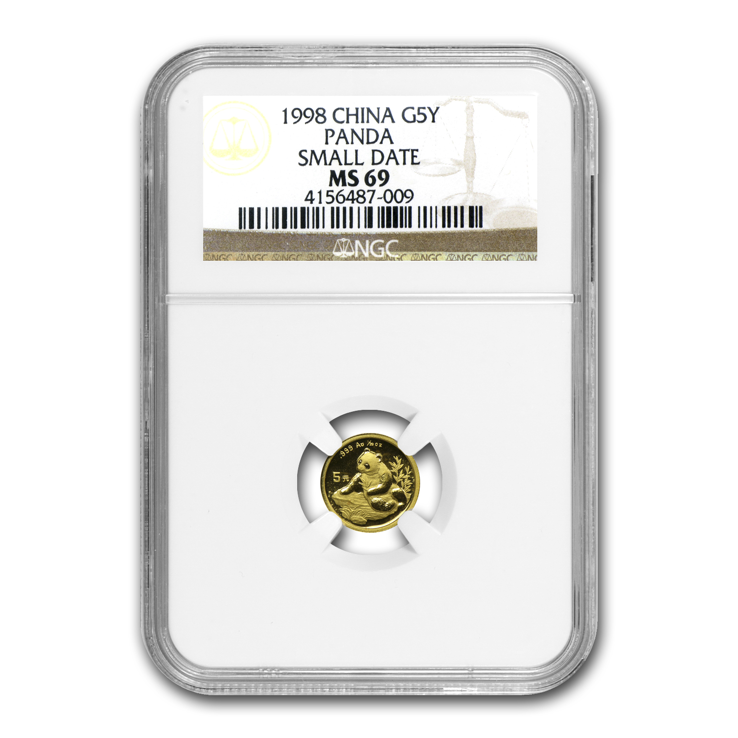1998 China 1/20 oz Gold Panda Small Date MS-69 NGC