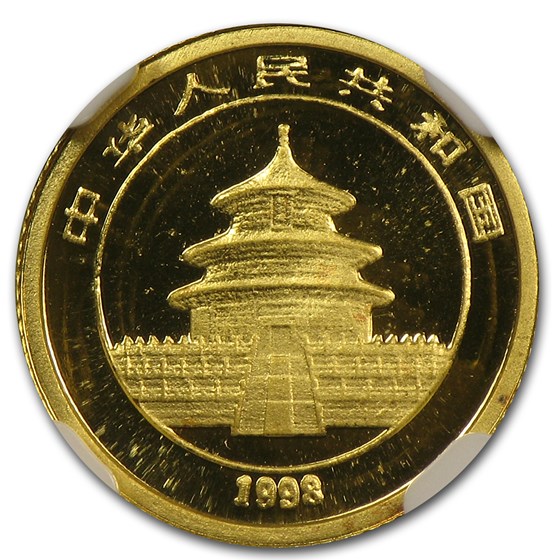 1998 China 1/20 oz Gold Panda Small Date MS-69 NGC