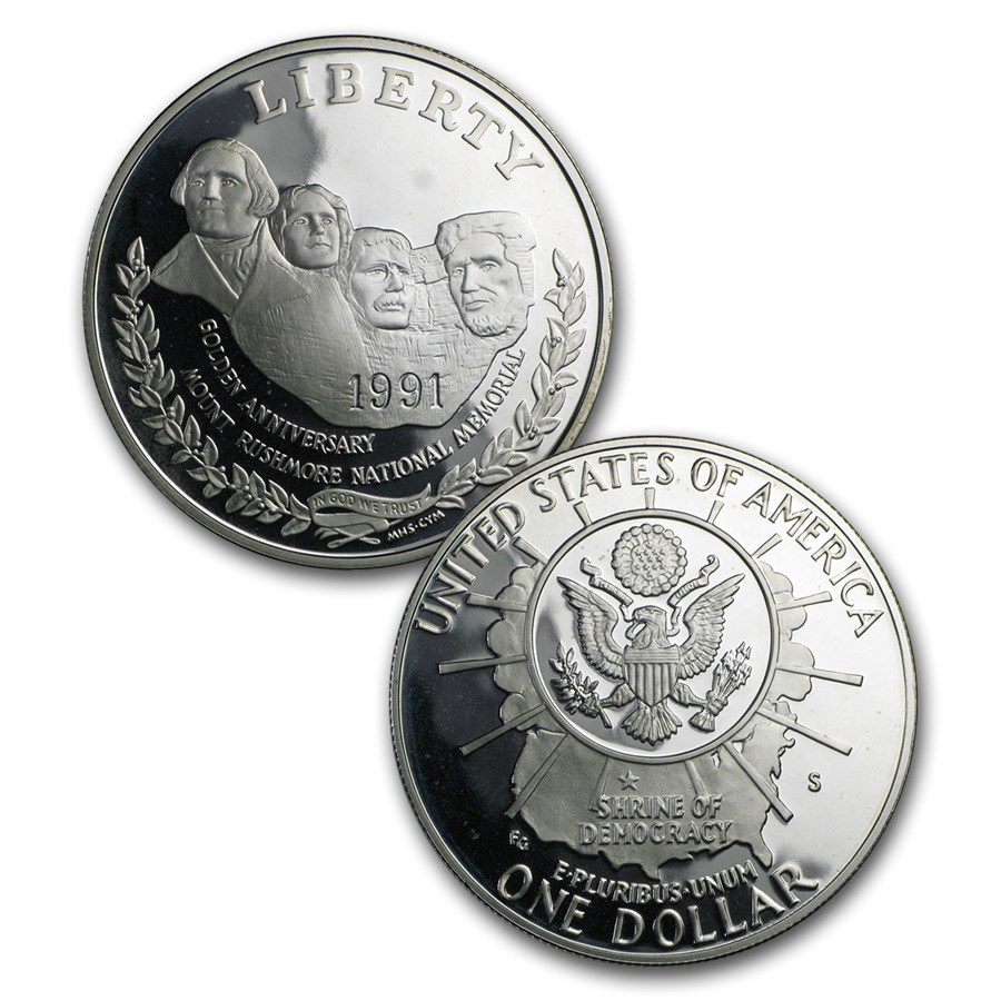 1991 2-Coin Mount Rushmore Proof Set (w/Box & COA)
