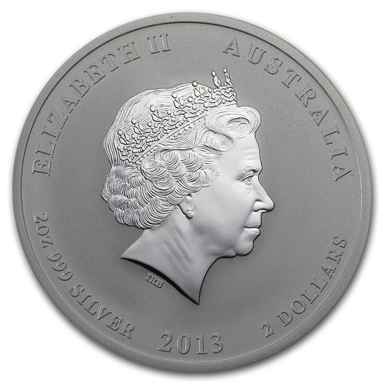 2013 Australia 2 oz Silver Year of the Snake BU