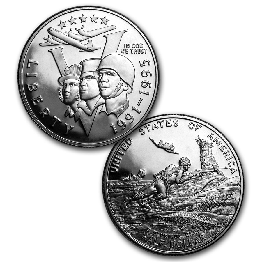 1991-1995 2-Coin World War II Proof Set (w/Box & COA)