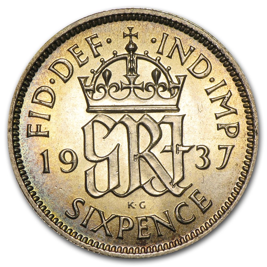 1937-1946 Great Britain Silver 6 Pence George VI AU/BU