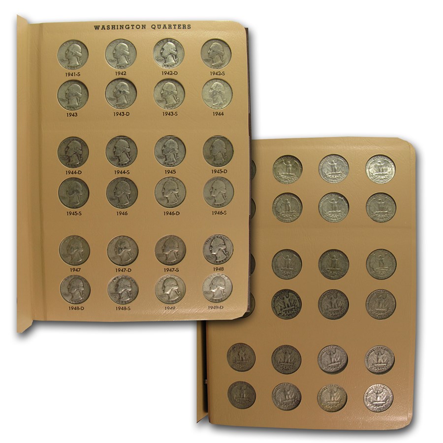 1932-1964 P,D,S Washington Quarters Set Avg Circ (In Dansco)