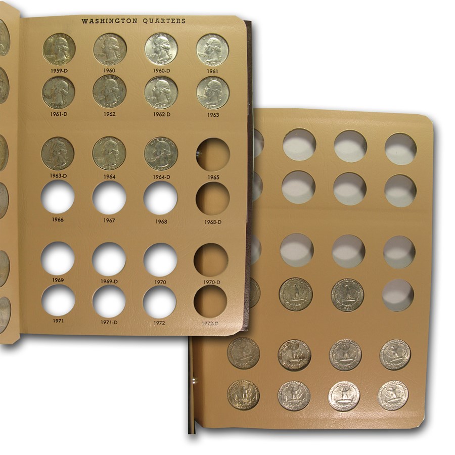 1932-1964 P,D,S Washington Quarters Set Avg Circ (In Dansco)