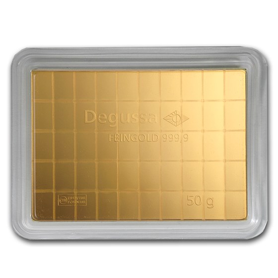 50x 1 gram Gold CombiBar™ - Degussa (w/ White Assay Card)
