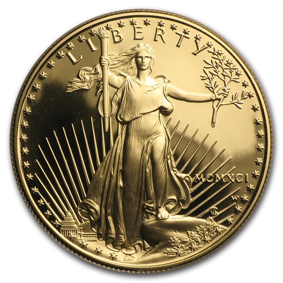 1991-W 1 oz Proof American Gold Eagle (w/Box &amp; COA)