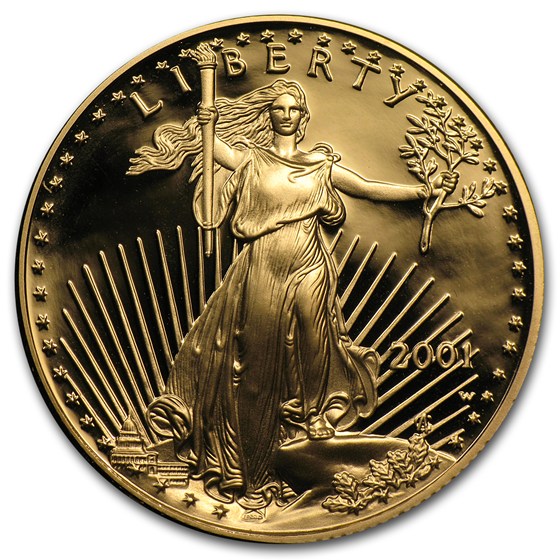 2001-W 1/2 oz Proof American Gold Eagle (w/Box &amp; COA)