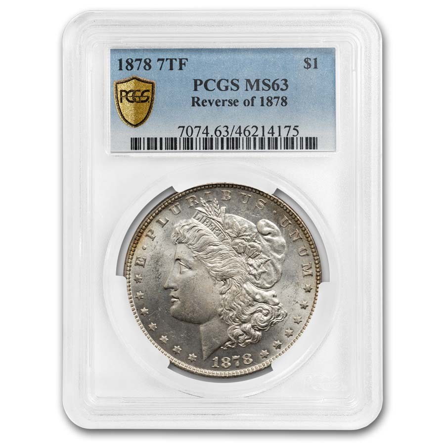1878 Morgan Dollar 7 TF Rev of 78 MS-63 PCGS