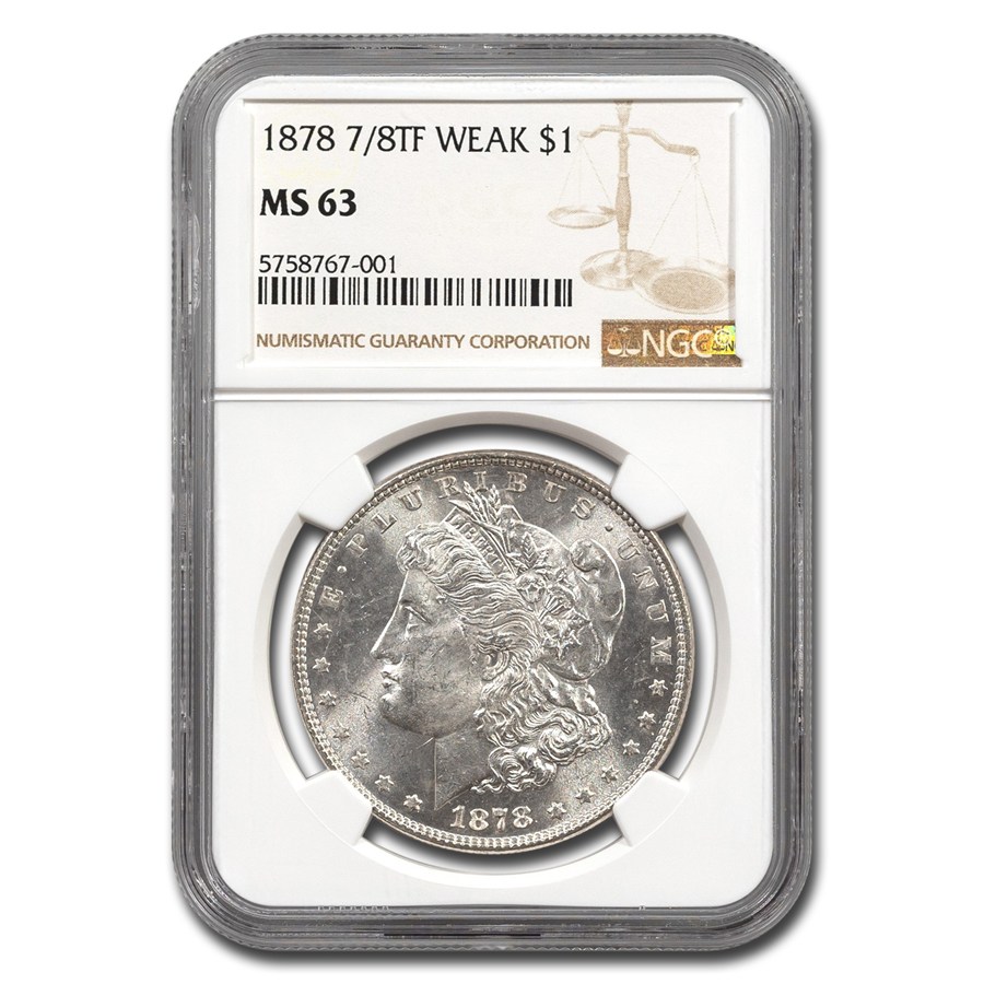 1878 Morgan Dollar 7/8 TF MS-63 NGC (Weak)