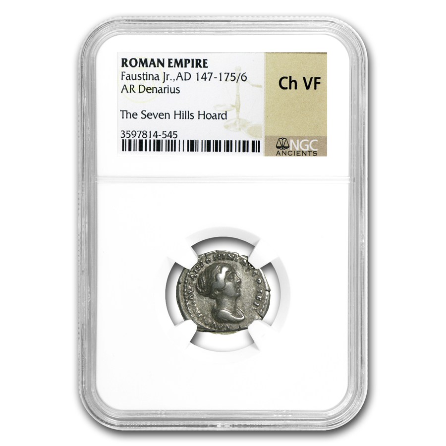 Roman Silver Denarius Faustina Jr. (147-175/6 AD) Ch-VF NGC