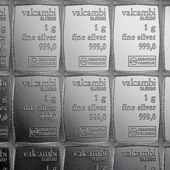 100x 1 gram Silver Bar - Valcambi Silver CombiBar™ (w/Assay)