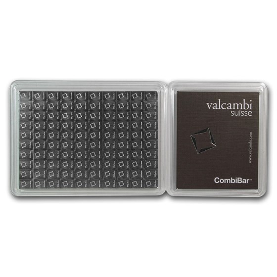 100x 1 gram Silver Bar - Valcambi Silver CombiBar™ (w/Assay)