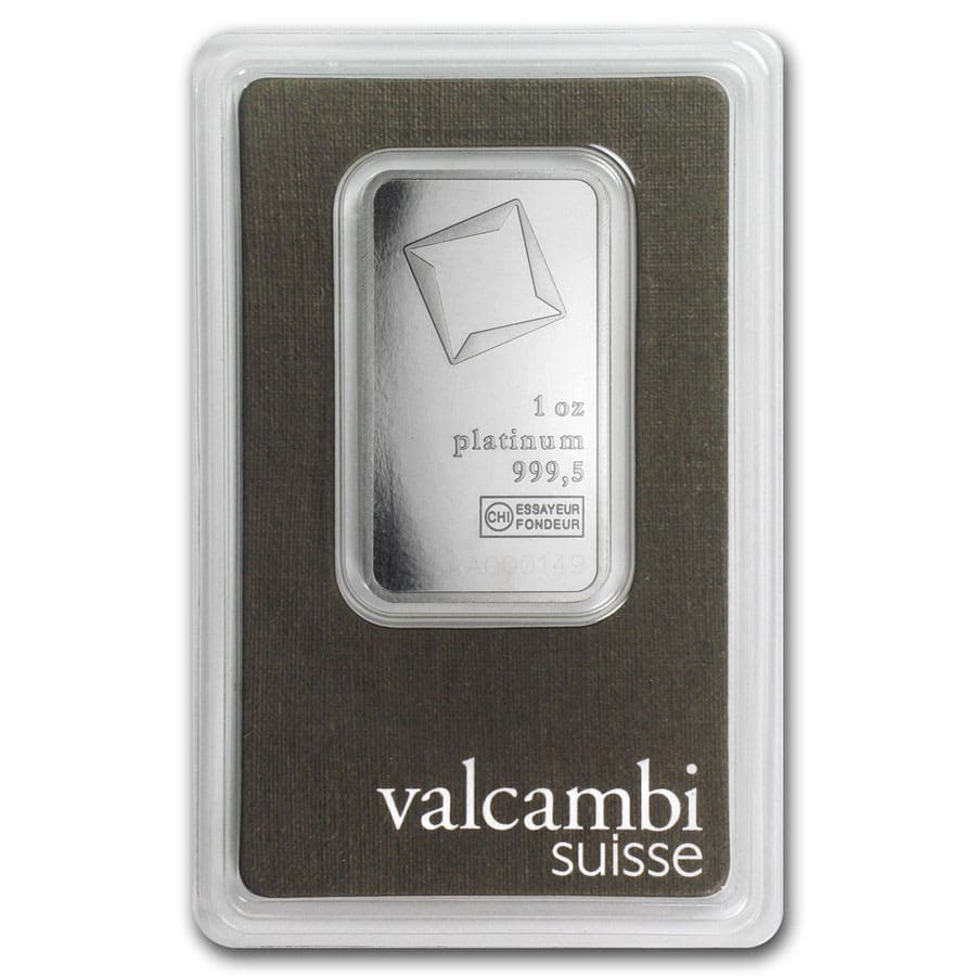 1 oz Platinum Bar - Valcambi (In Assay) 1 oz Platinum Bar - Valcambi (In Assay)