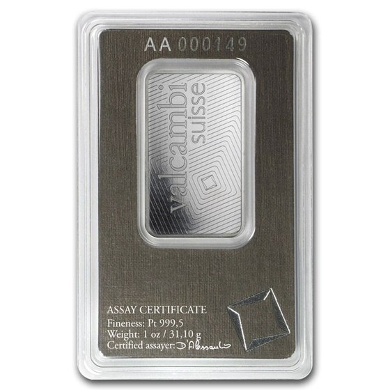 1 oz Platinum Bar - Valcambi (In Assay)
