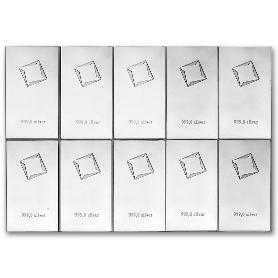 10x 10 gram Silver Bar - Valcambi Silver CombiBar™ (w/Assay)