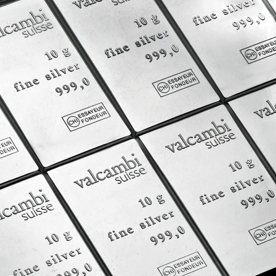 10x 10 gram Silver Bar - Valcambi Silver CombiBar™ (w/Assay)