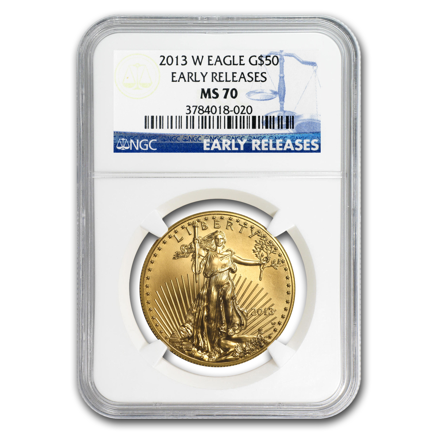 2013-W 1 oz Burnished Gold Eagle MS-70 NGC (ER/FR) 2013-W 1 oz Burnished Gold Eagle MS-70 NGC (ER/FR)