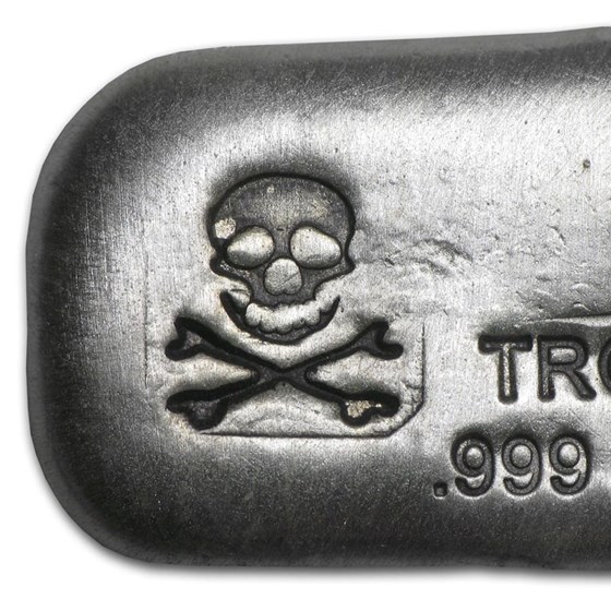 1 oz Hand Poured Silver Bar - PG & G (Skull & Bones)