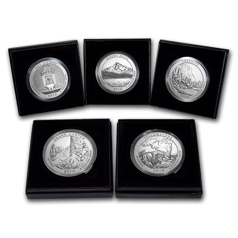 2010-P 5-Coin 5 oz Silver Burnished ATB Set (w/Box & COA)