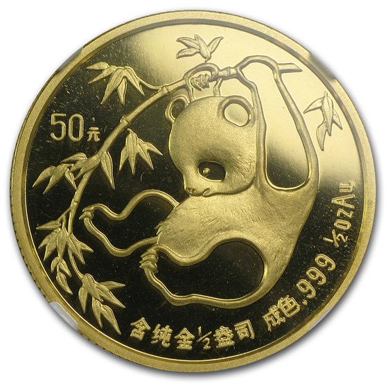 1985 China 1/2 oz Gold Panda MS-68 NGC