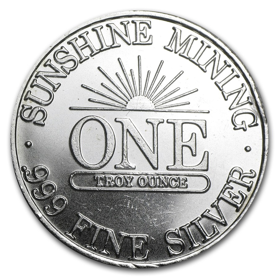 1 oz Silver Round - Sunshine Mining (Vintage, Dated)