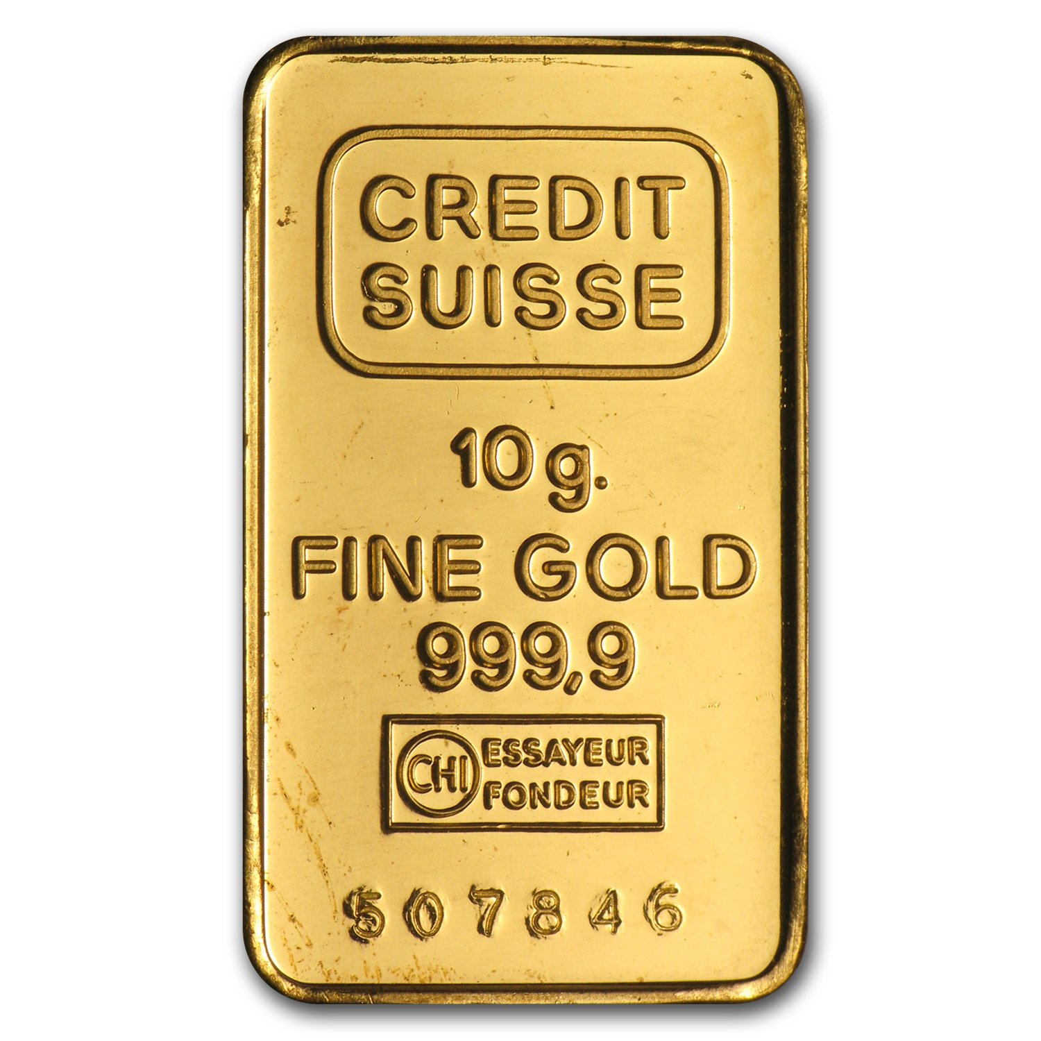10 gram Gold Bar - Credit Suisse Vintage Design