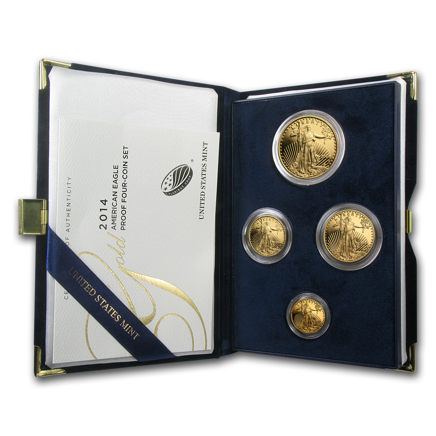 2014-W 4-Coin Proof American Gold Eagle Set (w/Box &amp; COA)
