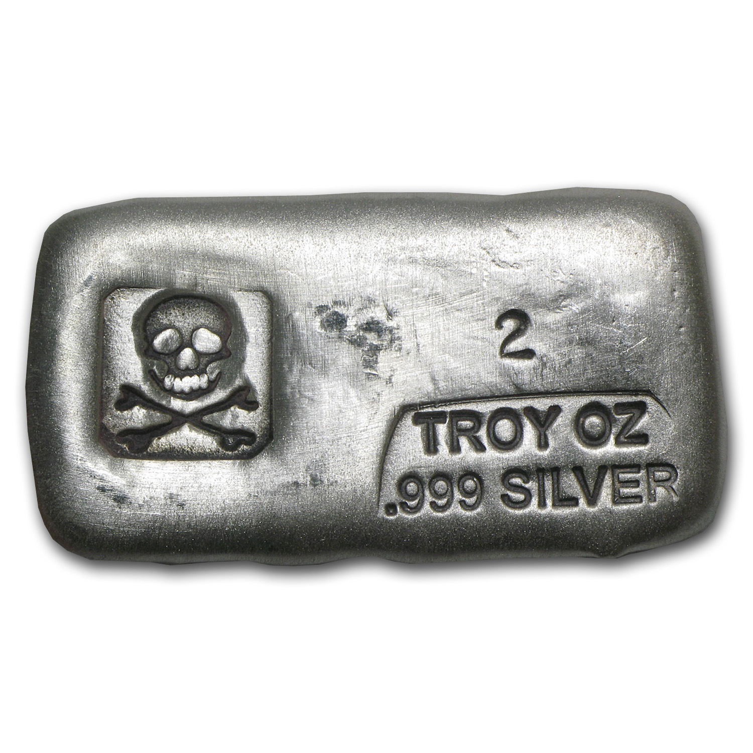 2 oz Hand Poured Silver Bar - PG &amp; G (Skull &amp; Bones)