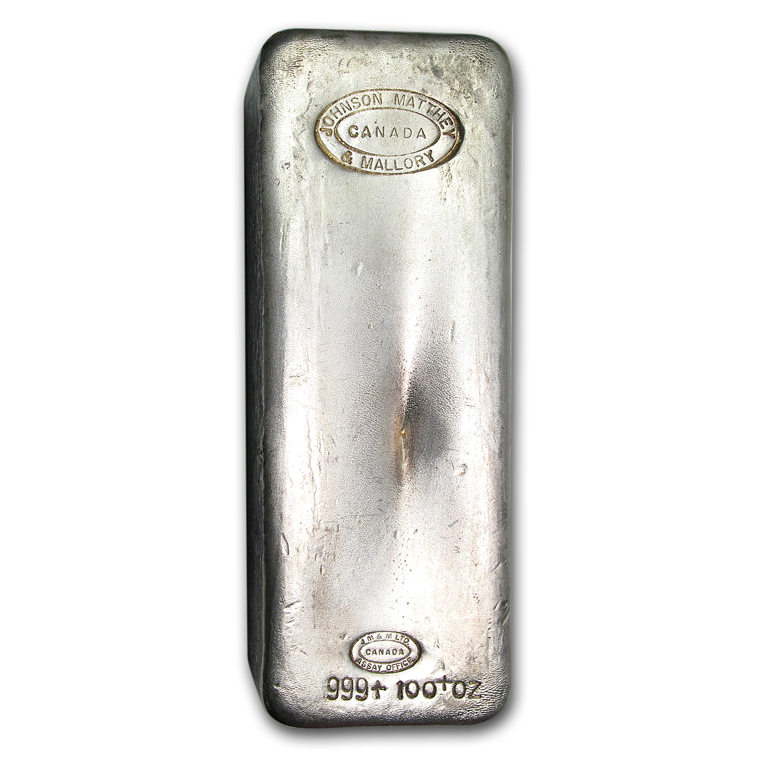 100 oz Silver Bar - Johnson Matthey & Mallory (Poured)