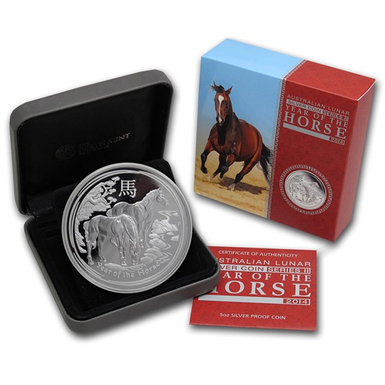 2014 Australia 5 oz Silver Lunar Horse Proof (SII)