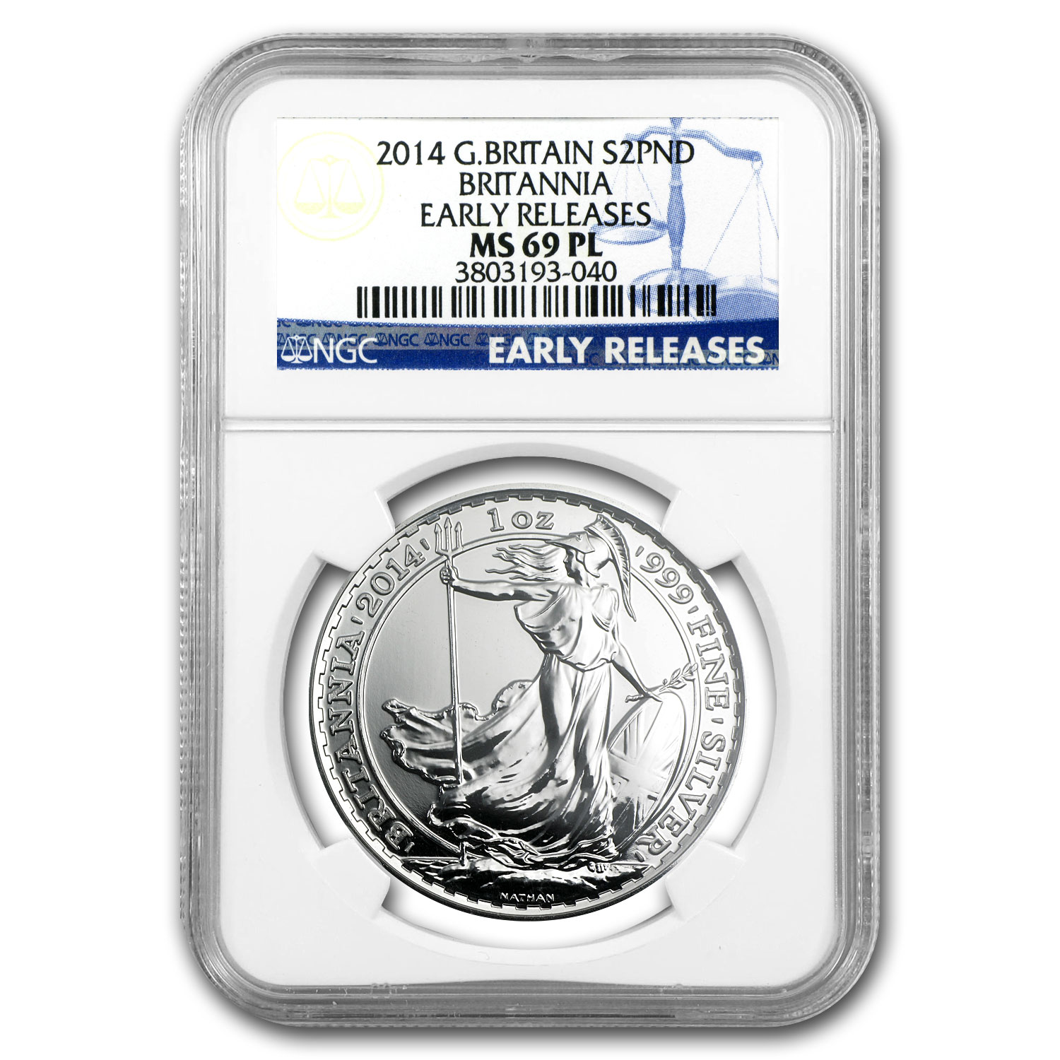 2014 1 oz Silver Britannia MS-69 PL NGC (Early Release)
