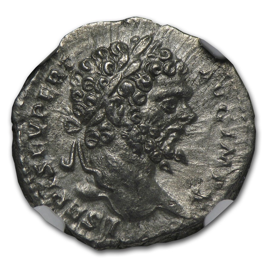 Roman Silver Denarius Septimius Severus (193-211 AD) AU NGC