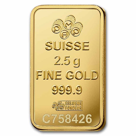 2.5 gram Gold Bar - PAMP Lady Fortuna Veriscan® (In Assay)