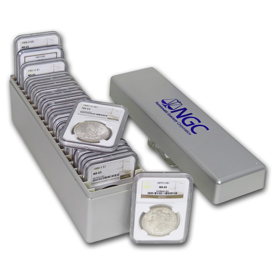 1878-1904 Morgan Dollars MS-65 NGC (20 Different Dates/Mints)