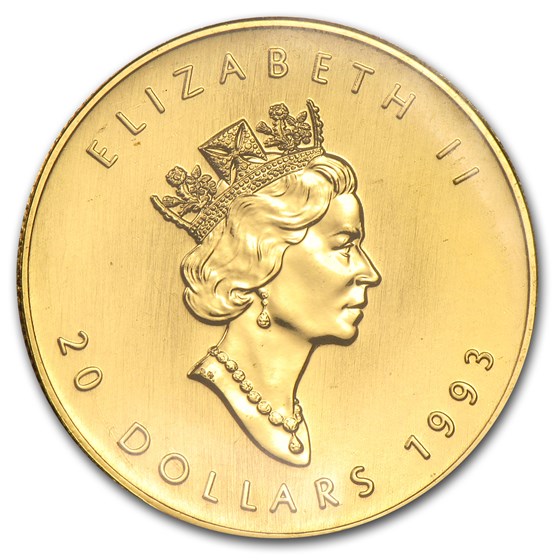 1993 Canada 1/2 oz Gold Maple Leaf BU