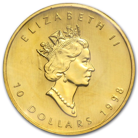 1998 Canada 1/4 oz Gold Maple Leaf BU