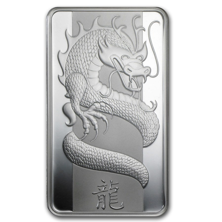 100 gram Silver Bar - PAMP Year of the Dragon (No Assay)