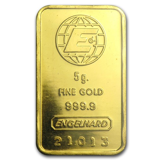 5 gram Gold Bar - Engelhard (In Red/Blue Assay)