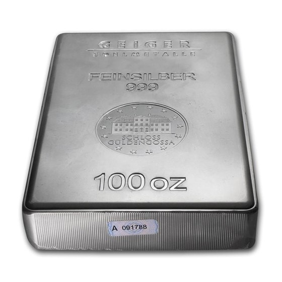 100 oz Silver Bar - Geiger (Security Line Series)