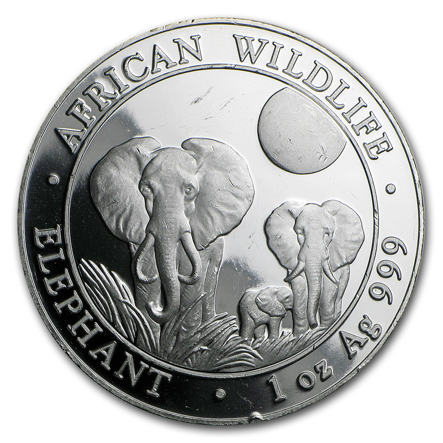 Somalia 1 oz Silver Elephant (Random, Abrasions)