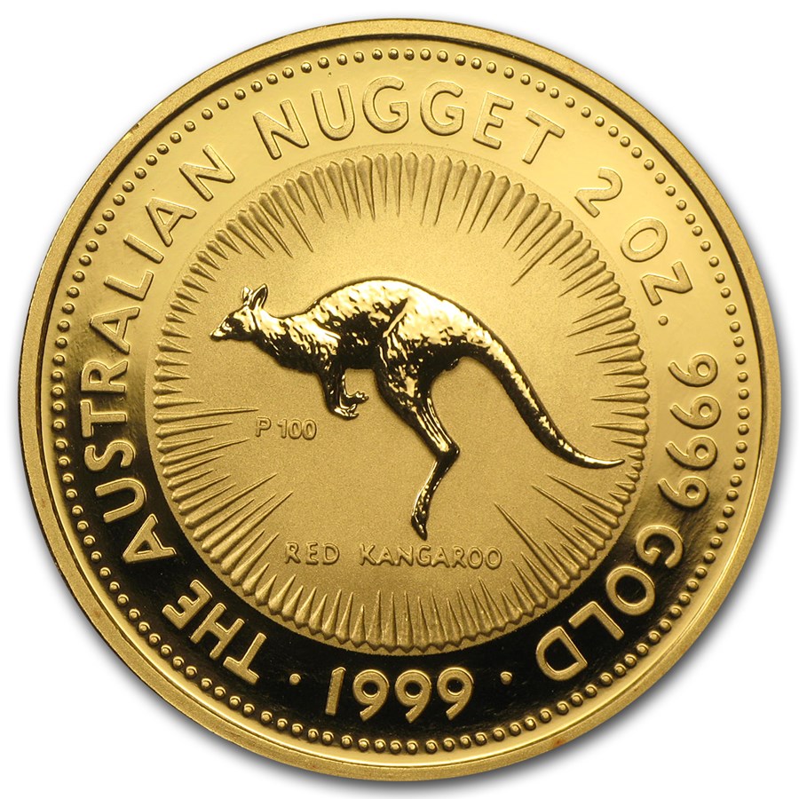 1999 Australia 2 oz Gold Nugget BU