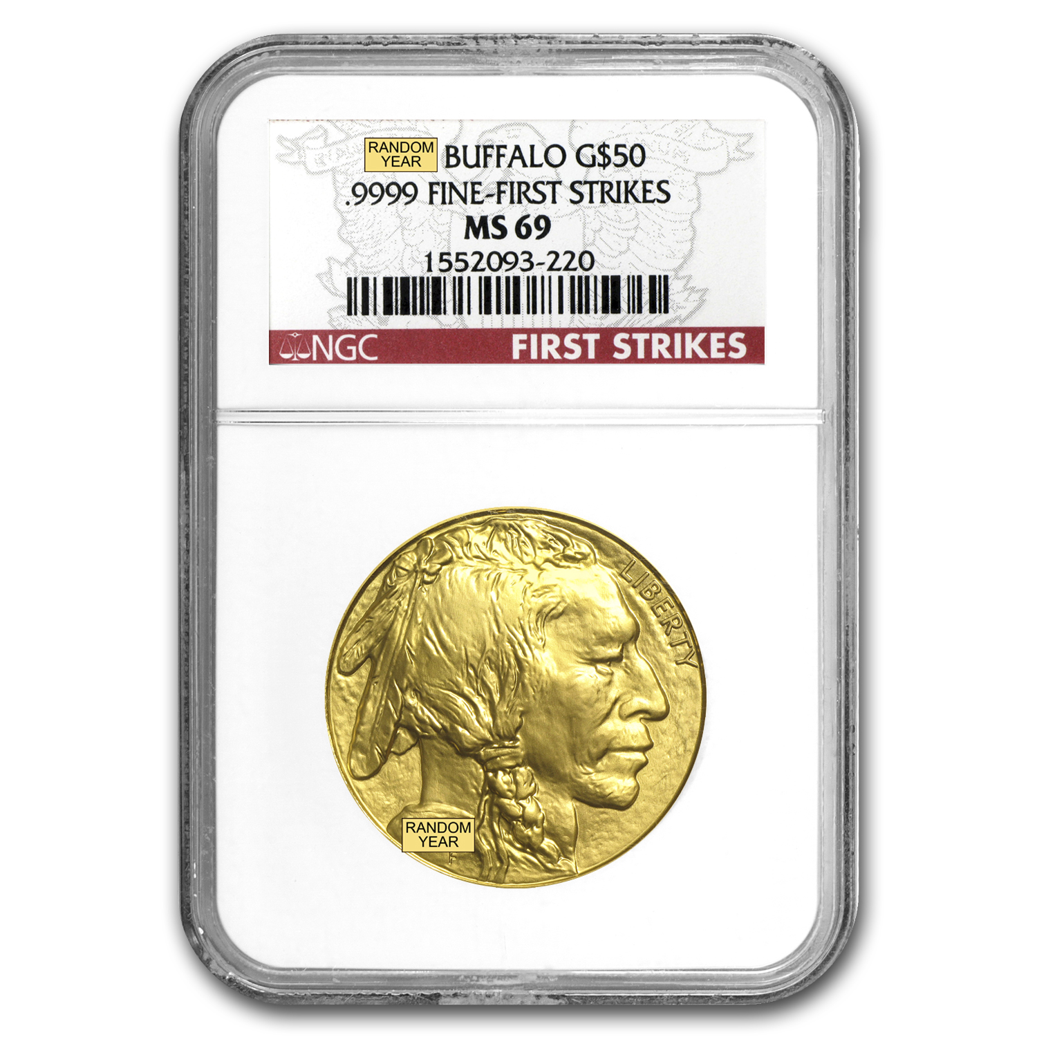 1 oz Gold Buffalo MS-69 NGC (Random Year)