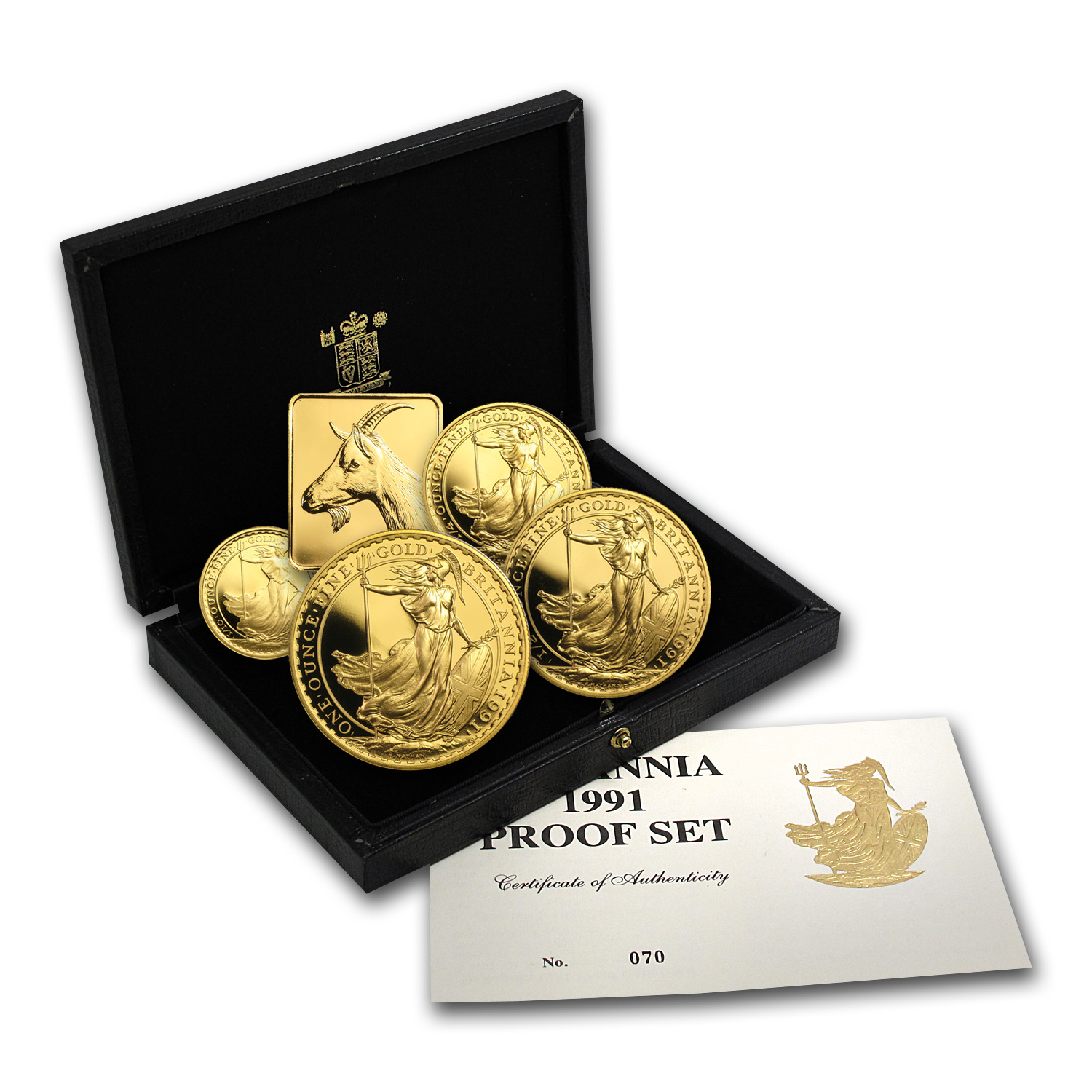 1991 4-Coin Gold Britannia Proof Set (w/Box & COA)