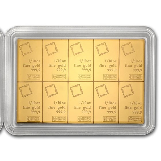 10 x 1/10 oz Gold Valcambi CombiBar™ (In Assay)