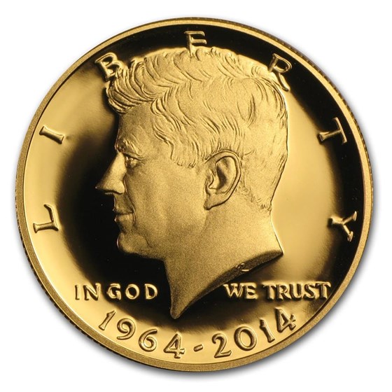 2014-W 3/4 oz Gold Kennedy Half Dollar Commem Proof (w/Box &amp; COA)