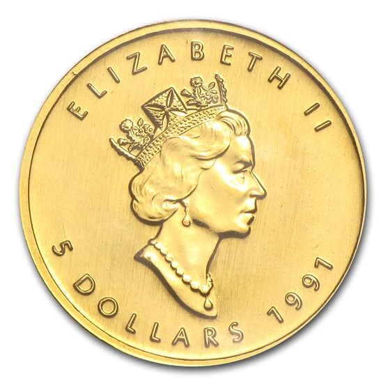 1991 Canada 1/10 oz Gold Maple Leaf BU