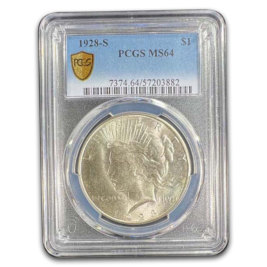 1928-S Peace Dollar MS-64 PCGS (Light Toning)