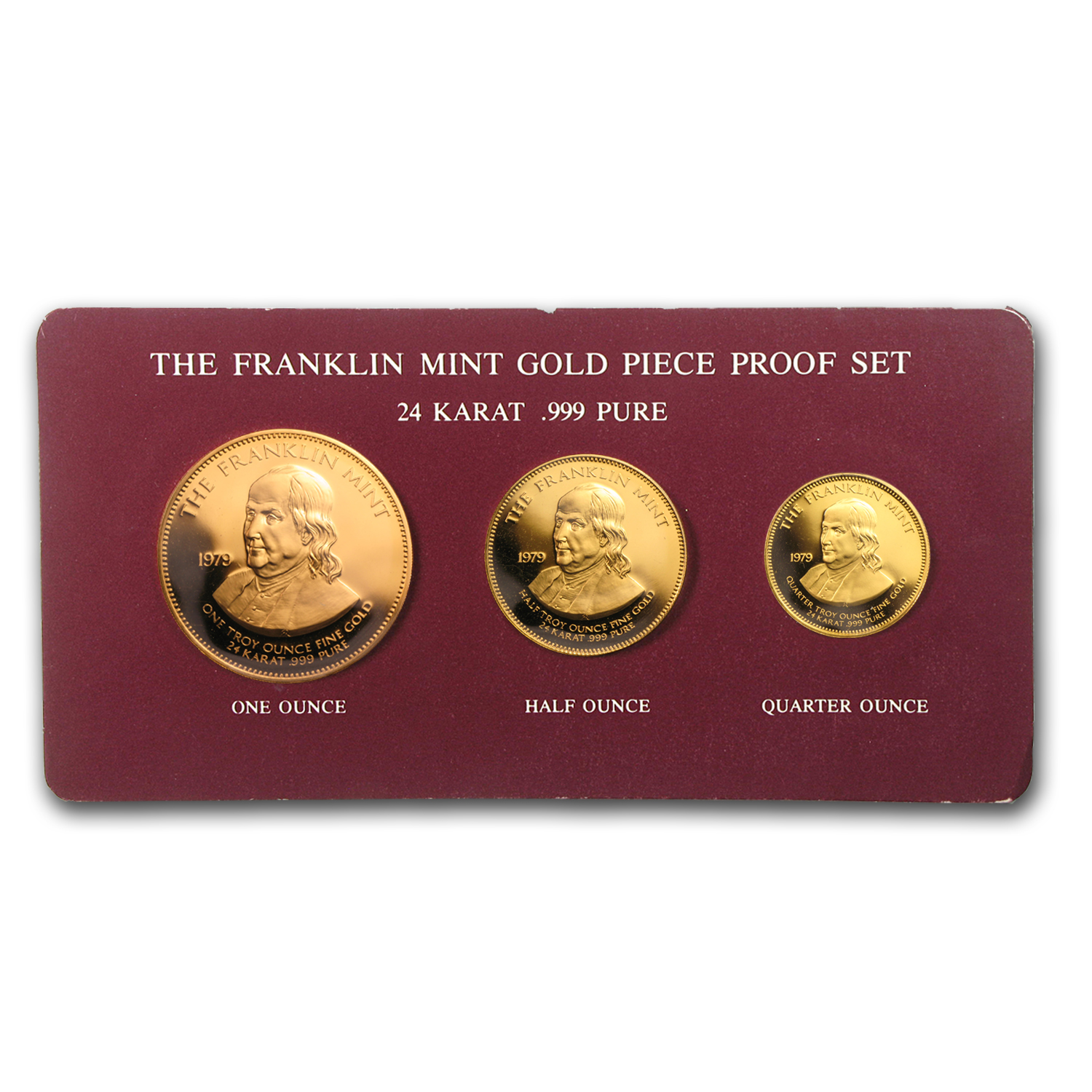 3-Piece Gold Proof Franklin Mint Set (Random Year, Ben Franklin)