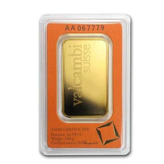 100 gram Gold Bar - Valcambi (In Assay)