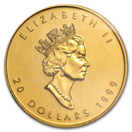 1999 Canada 1/2 oz Gold Maple Leaf BU (20 Years ANS Privy)